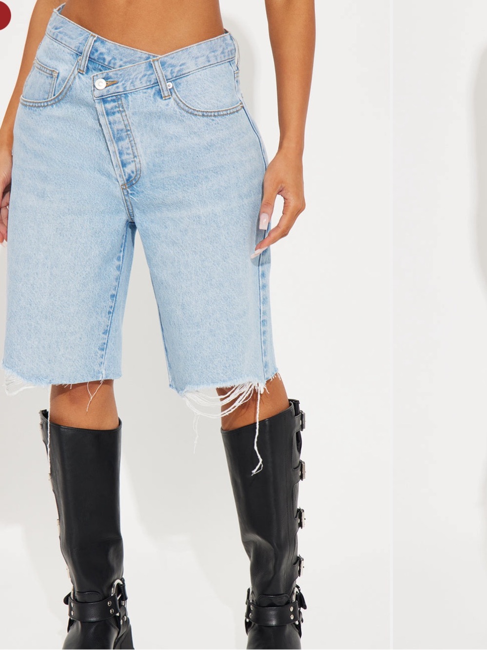 Fashion Nova Light Wash Distressed Bermuda Jean Shorts